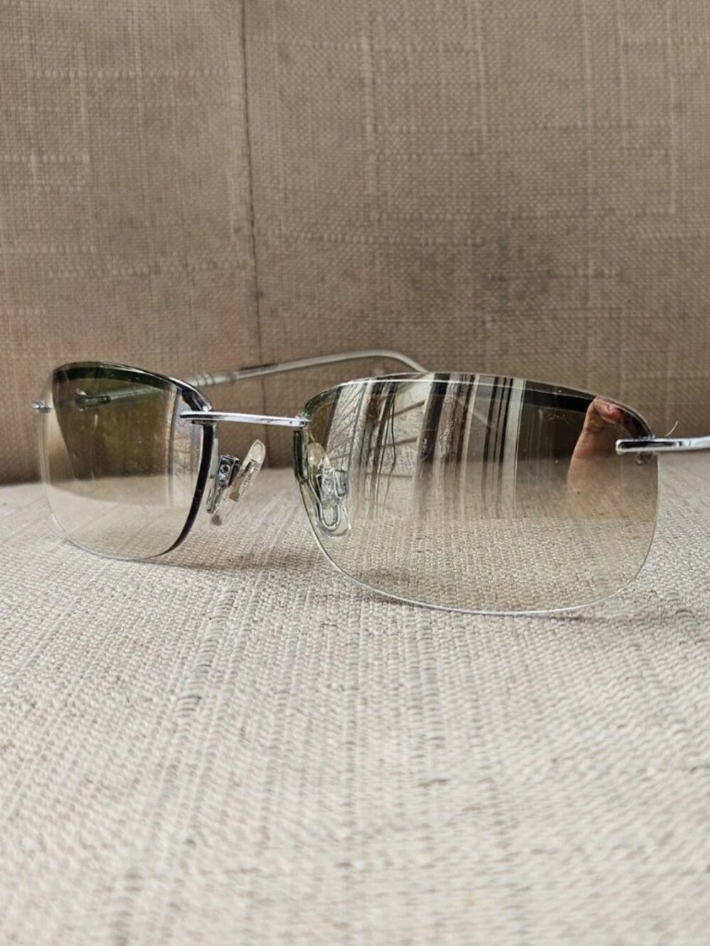 Panama Jack Women Sunglasses Silver Tone Metal Frame Half Rim Silver Lenses